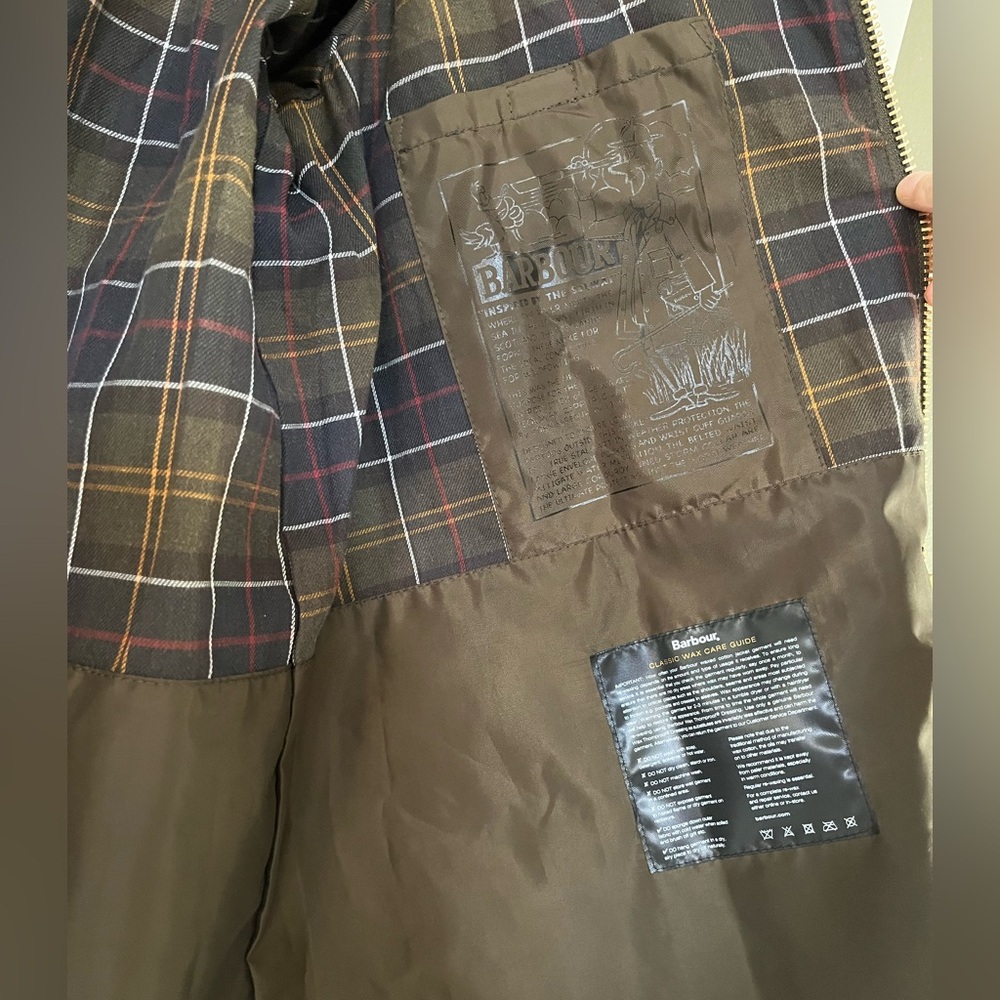 Barbour Solway Wax Jacket Trench Coat Olive MWX24810L71 $710 Medium CN462 - Picture 4 of 16